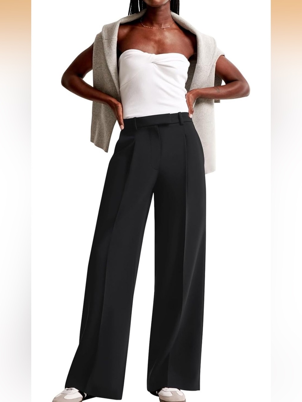 NiMin Black Wide Leg Pleated Trousers High Waist with Pockets size Large